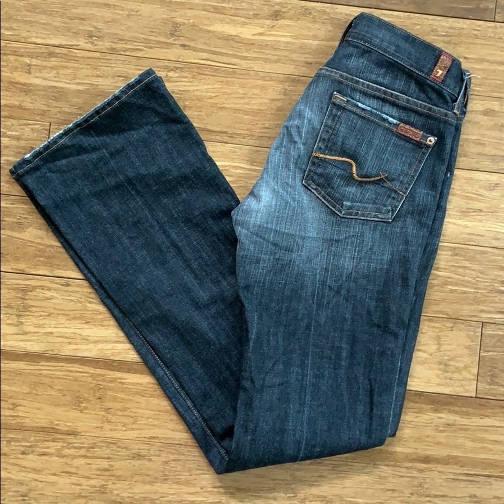 7 FOR ALL MANKIND Black Faded-Wash Boot Cut Sz 26